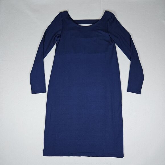 Eileen Fisher Blue Bonnet Ballet Neck Stretch Midi Dress Size Small Pencil Royal - Picture 13 of 14
